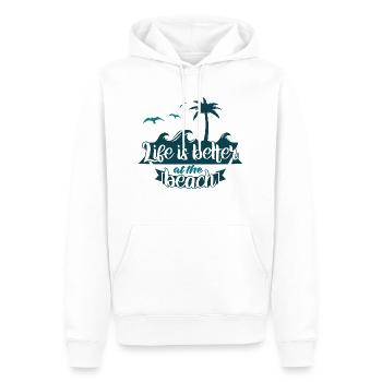 Das Leben ist am Strand schöner - Männer Premium Bio Hoodie - Weiß - Vorne - Nico (187cm)