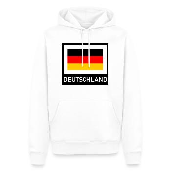 Deutschland Flagge mit Schriftzug - Männer Premium Bio Hoodie - Weiß - Vorne - Nico (187cm)