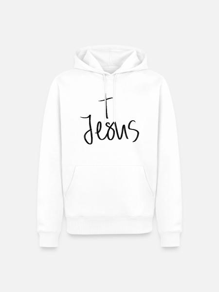 Jesus - Männer Premium Bio Hoodie - Weiß