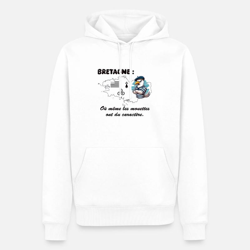 Bretagne même les mouettes ont du caractère - Sweat à capuche Premium bio Homme - blanc