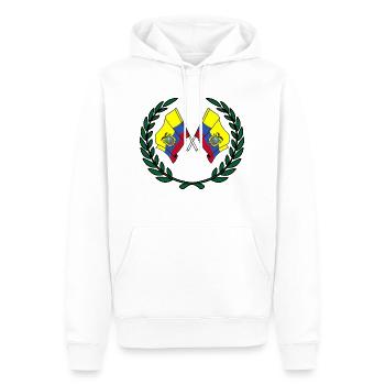 Ecudor-Fahnen im Lorbeerkranz - Männer Premium Bio Hoodie - Weiß - Vorne - Nico (187cm)
