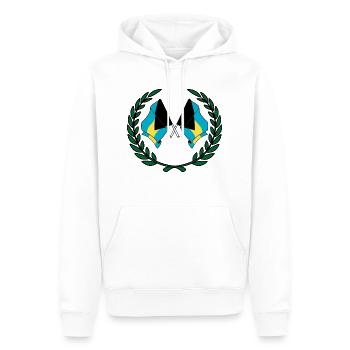 Drapeaux Bahamas en couronne de laurier - Sweat à capuche Premium bio Homme - blanc - Devant - Nico (187cm)