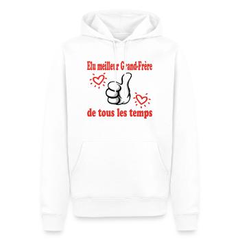 ZUM BESTEN BIG BROTHER ALLER ZEITEN GEWÄHLT - Männer Premium Bio Hoodie - Weiß - Vorne - Nico (187cm)