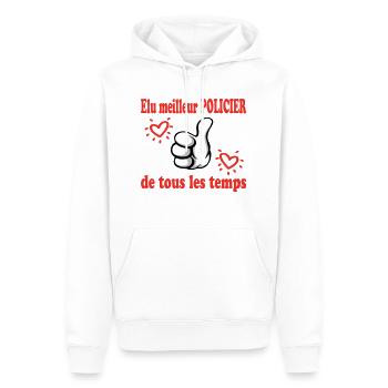 ELU MEILLEUR POLICIER DE TOUS LES TEMPS - Sweat à capuche Premium bio Homme - blanc - Devant - Nico (187cm)