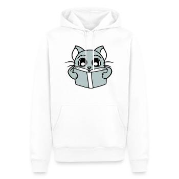 Nerd Katze Liest Roman Buch Schule Lesen Lernen - Männer Premium Bio Hoodie - Weiß - Vorne - Nico (187cm)