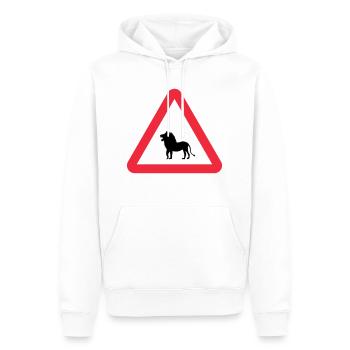 Achtung Löwen-Warnung - Männer Premium Bio Hoodie - Weiß - Vorne - Nico (187cm)