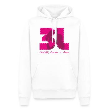 3L listen learn love pink - Männer Premium Bio Hoodie - Weiß - Vorne - Nico (187cm)