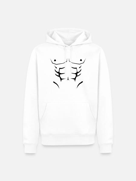 Faux abdos - Sweat à capuche Premium bio Homme - blanc