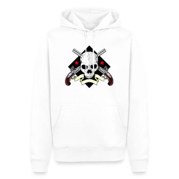 Skull mit Waffen - Männer Premium Bio Hoodie - Weiß - Vorne - Nico (187cm)