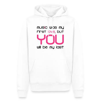 Music Was my First Love 2C - Sweat à capuche Premium bio Homme - blanc - Devant - Nico (187cm)