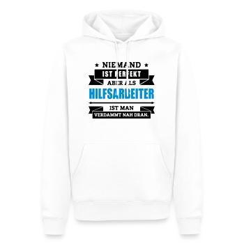 Funshirt Hilfsarbeiter - Männer Premium Bio Hoodie - Weiß - Vorne - Nico (187cm)