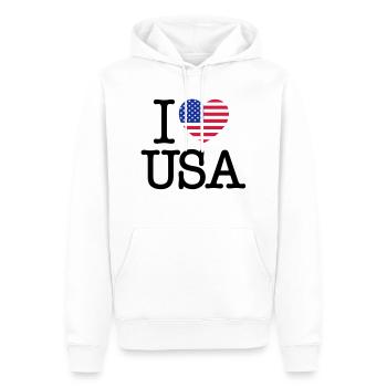 I Love USA - Männer Premium Bio Hoodie - Weiß - Vorne - Nico (187cm)