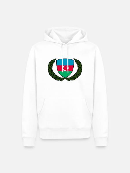 aserbaidschan flagge wappen logo aserbaidschan - Männer Premium Bio Hoodie - Weiß