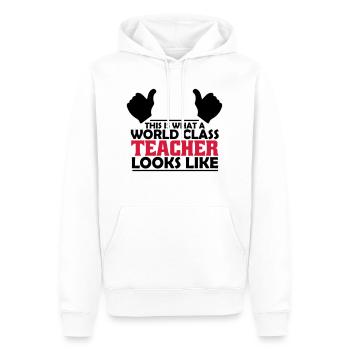 world class teacher - Men’s Premium Organic Hoodie - white - Front - Nico (187cm)