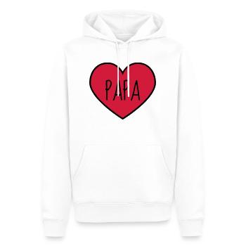 Papa Fête des Pères Naissance Bébé Anniversaire - Sweat à capuche Premium bio Homme - blanc - Devant - Nico (187cm)