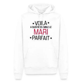 Mariage Amour Marié Mariée EJG EVJF Mari Femme - Sweat à capuche Premium bio Homme - blanc - Devant - Nico (187cm)