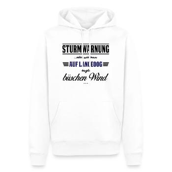 Sturmwarnung Langeoog - büschen Wind - Männer Premium Bio Hoodie - Weiß - Vorne - Nico (187cm)