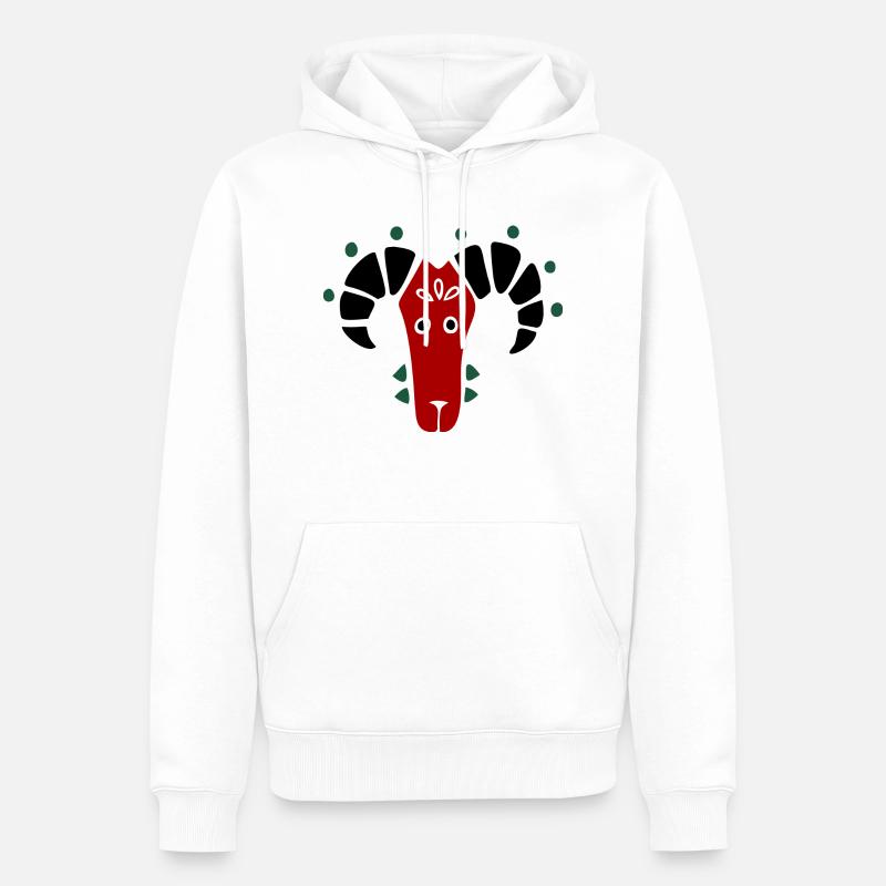 Rams Kopf - Männer Premium Bio Hoodie - Weiß
