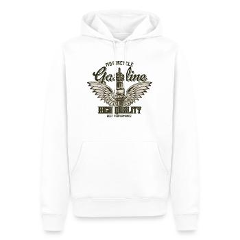 essence de moto - Sweat à capuche Premium bio Homme - blanc - Devant - Nico (187cm)