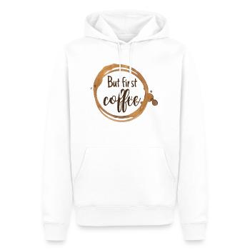 But first coffee /coffee lover /Café Amour - Sweat à capuche Premium bio Homme - blanc - Devant - Nico (187cm)