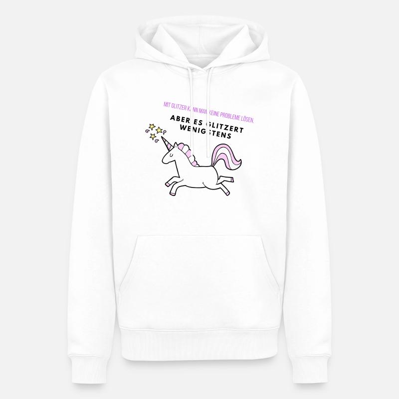 Glitzer Einhorn - Männer Premium Bio Hoodie - Weiß