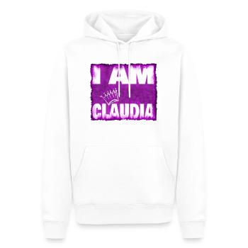 Nom du roi Claudia - Sweat à capuche Premium bio Homme - blanc - Devant - Nico (187cm)