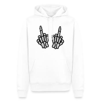 2 Hände Knochen Mittelfinger - Männer Premium Bio Hoodie - Weiß - Vorne - Nico (187cm)