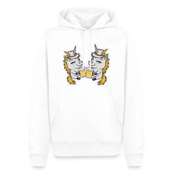 Einhorn Freunde Bier Anstoßen - Männer Premium Bio Hoodie - Weiß - Vorne - Nico (187cm)