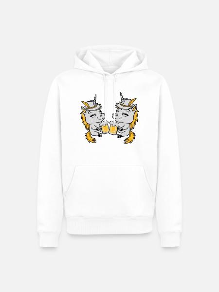 Einhorn Freunde Bier Anstoßen - Männer Premium Bio Hoodie - Weiß