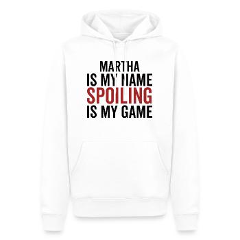 Martha ist mein Name Verderben ist mein Spiel - Männer Premium Bio Hoodie - Weiß - Vorne - Nico (187cm)