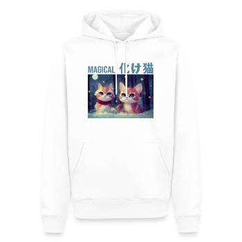 Chats gingembre magiques - Sweat à capuche Premium bio Homme - blanc - Devant - Nico (187cm)
