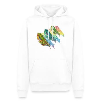 Feder - Männer Premium Bio Hoodie - Weiß - Vorne - Nico (187cm)