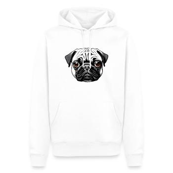 Mops Design Grafik Druck Motiv - Männer Premium Bio Hoodie - Weiß - Vorne - Nico (187cm)