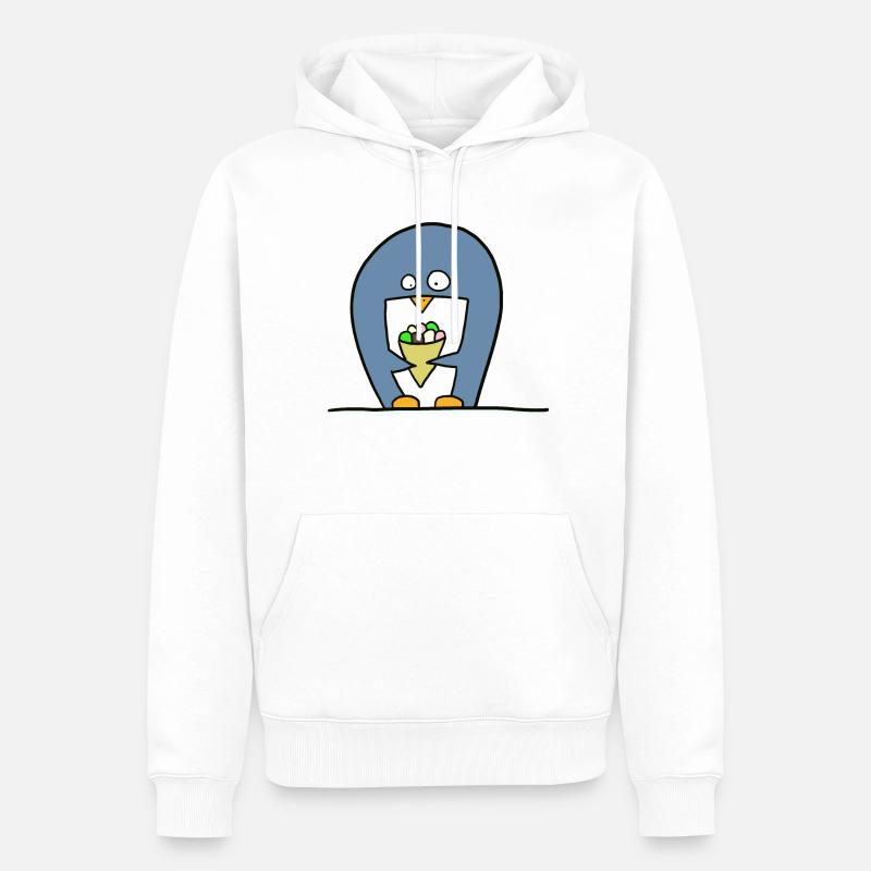 Pingouin à la crème glacée - Sweat à capuche Premium bio Homme - blanc