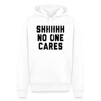Pssst... Das interessiert niemanden - Männer Premium Bio Hoodie - Weiß - Vorne - Nico (187cm)