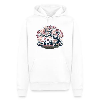 Kirschblüte inspiriert von chinesischer Kunst - Männer Premium Bio Hoodie - Weiß - Vorne - Nico (187cm)