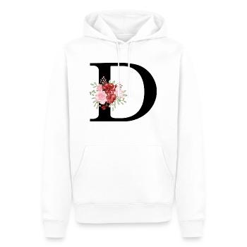 Lettre D floral rouge - Sweat à capuche Premium bio Homme - blanc - Devant - Nico (187cm)