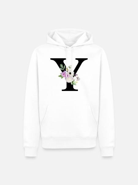 Lila Blumenbuchstabe y - Männer Premium Bio Hoodie - Weiß
