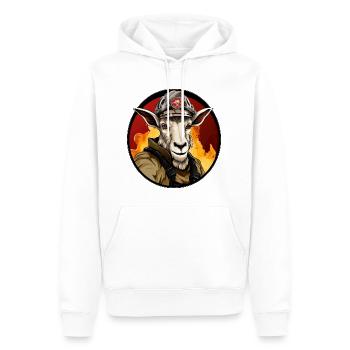 Chèvres Pompiers / Chèvre pompier - Sweat à capuche Premium bio Homme - blanc - Devant - Nico (187cm)