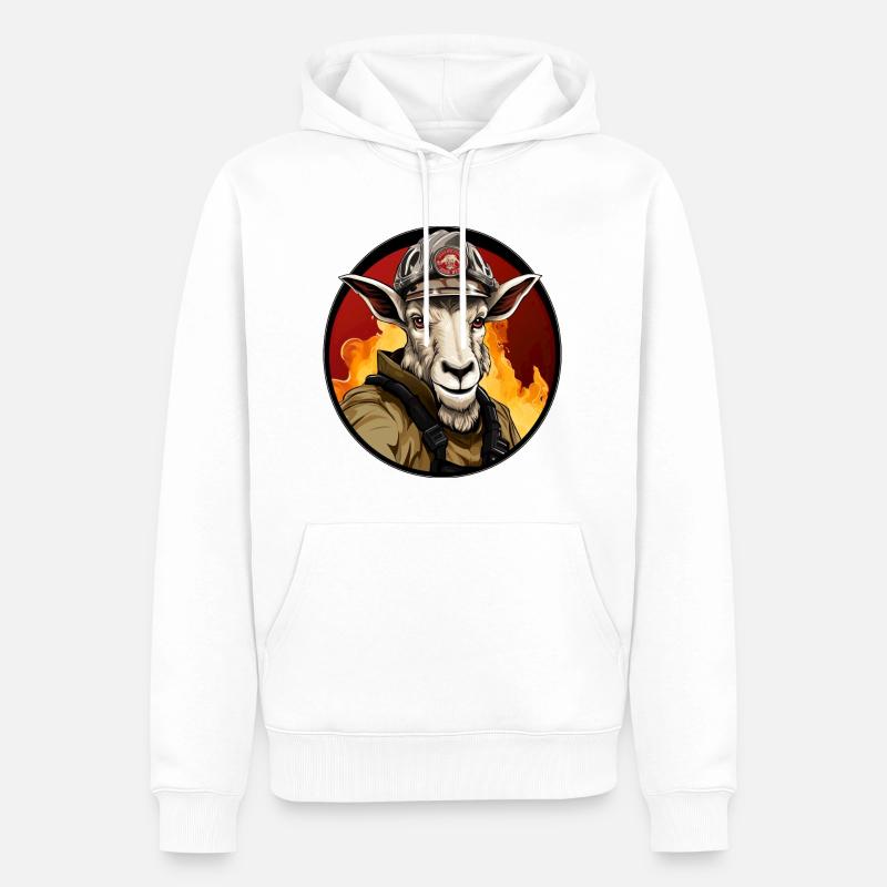 Chèvres Pompiers / Chèvre pompier - Sweat à capuche Premium bio Homme - blanc