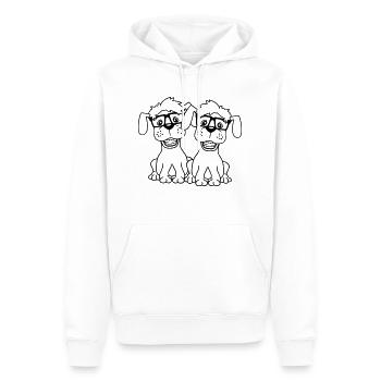 2 chiens nerd lunettes à monture de corne geek duo bretelles intelligentes - Sweat à capuche Premium bio Homme - blanc - Devant - Nico (187cm)