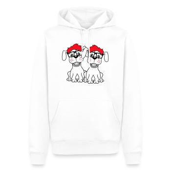 2 Hunde Nerd Hornbrille Geek Zahnspange Schlau - Männer Premium Bio Hoodie - Weiß - Vorne - Nico (187cm)