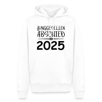 Enterrement de vie de garçon 2025 - Sweat à capuche Premium bio Homme - blanc - Devant - Nico (187cm)