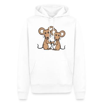 2 Mäuse Paar Zwei Verliebt Valentinstag Frau Mann - Männer Premium Bio Hoodie - Weiß - Vorne - Nico (187cm)