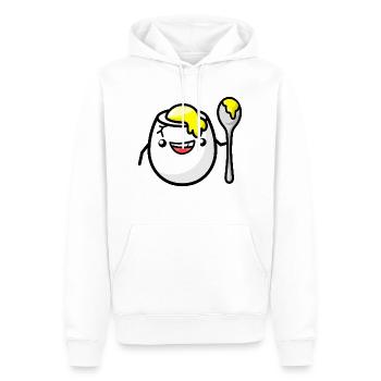 frühstücksei beim frisieren - Männer Premium Bio Hoodie - Weiß - Vorne - Nico (187cm)