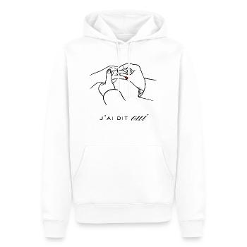 Visuel pour mariage homme / femme - "J'ai dit ..." - Sweat à capuche Premium bio Homme - blanc - Devant - Nico (187cm)