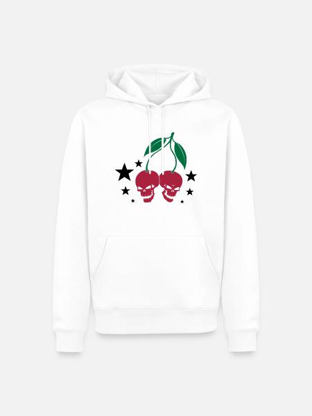 Cherry Skulls - Männer Premium Bio Hoodie - Weiß
