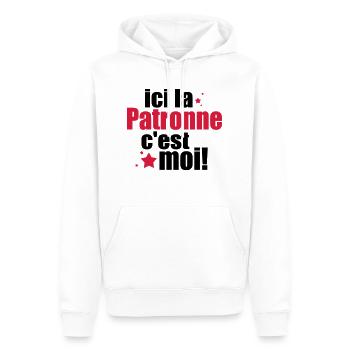 ICI La patronne C'est moi - Sweat à capuche Premium bio Homme - blanc - Devant - Nico (187cm)