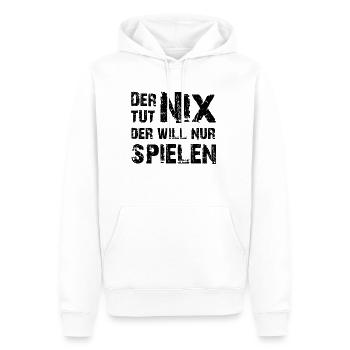 Der tut nix der will nur spielen - Men’s Premium Organic Hoodie - white - Front - Nico (187cm)