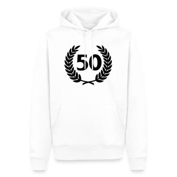 Laurel wreath & Number (50) - Men’s Premium Organic Hoodie - white - Front - Nico (187cm)
